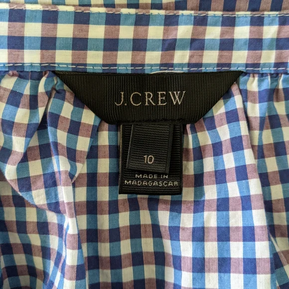 J. Crew Blue Gingham Blouse - Picture 8 of 11